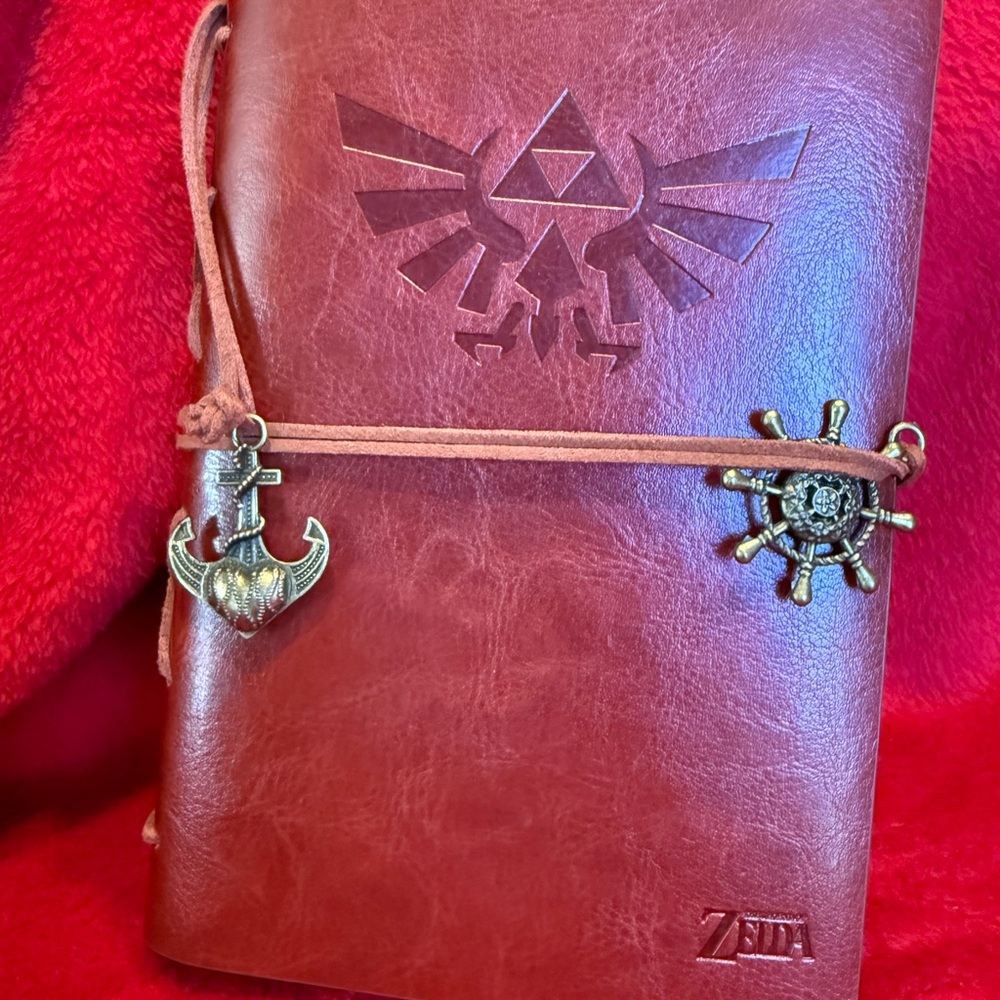The Legend of Zelda Brown Leather Travel Journal with unlined paper